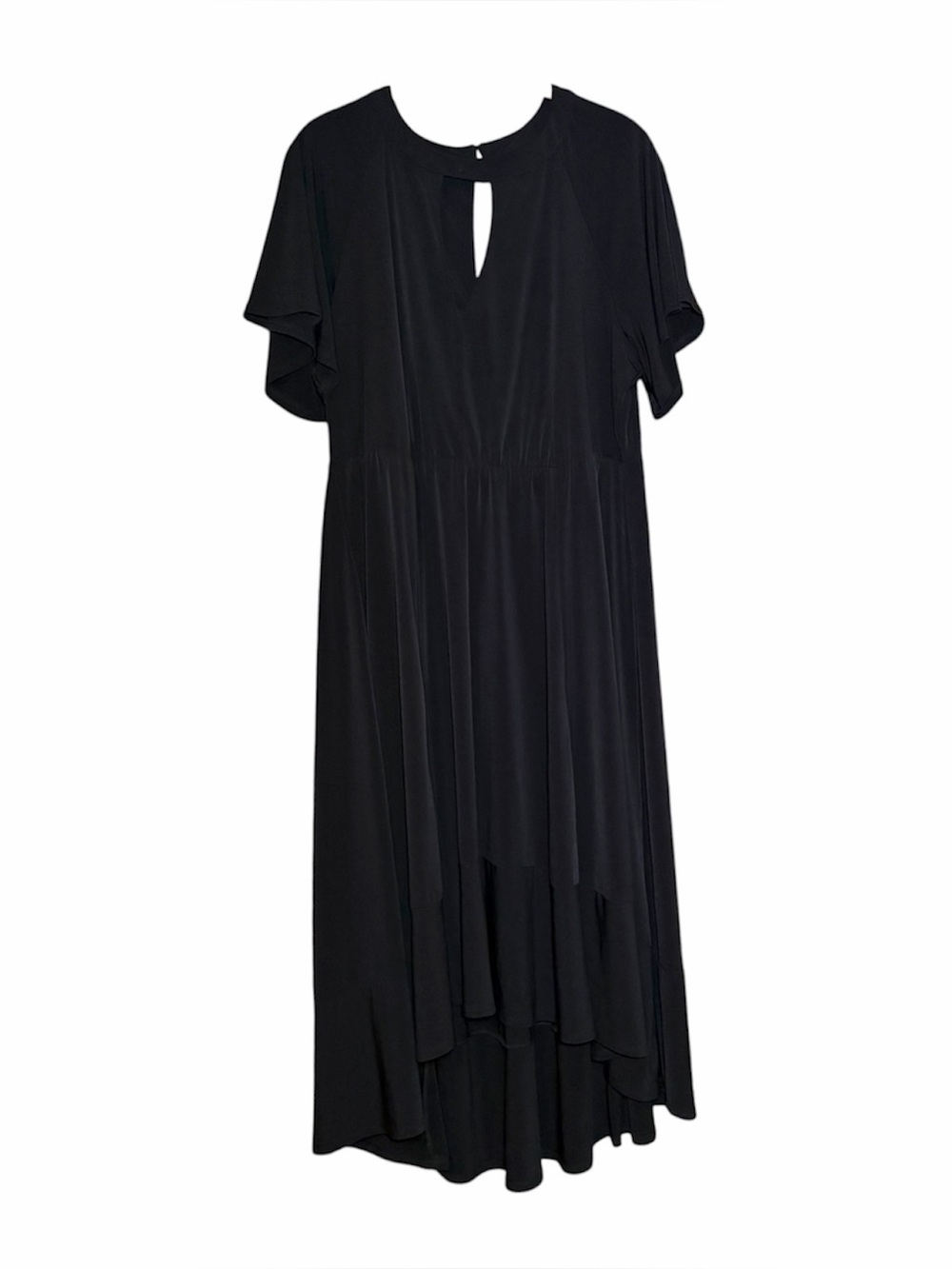 Torrid Midi Skater Hilow Dress SZ 2X Black Flutter Sleeve Goth Whitchy